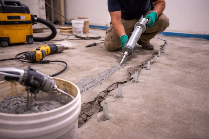 Cracked Basement Floor Repair in Davis County, UT
